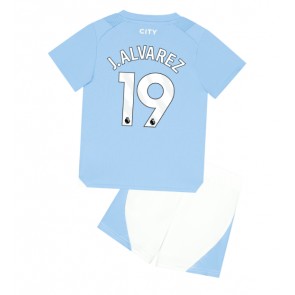 Manchester City Julian Alvarez #19 Replica Home Stadium Kit for Kids 2023-24 Short Sleeve (+ pants)